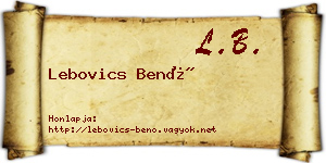 Lebovics Benő névjegykártya